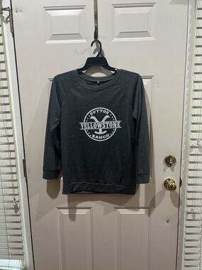 Logo Crewneck Long SleeveShirt- Dark Gray Yellowstone Graphic Dutton Ranch